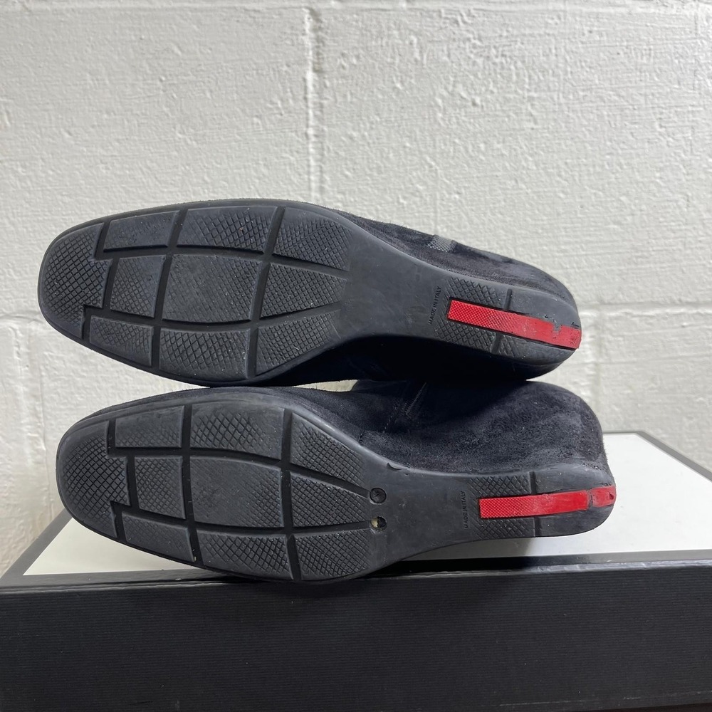 Vintage Prada Wedge Boot Black Suede Zip Side Women's Size 38.5 EU/8.5 US - Picture 12 of 14